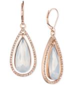 Anne Klein Rose Gold-tone Crystal Teardrop And Pave Earrings