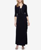 Alex Evenings Draped Bead-trim Dress And Jacket