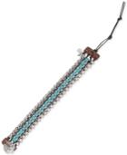 Lucky Brand Silver-tone Blue Bead And Leather Bracelet