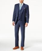 Tommy Hilfiger Men's Slim-fit Blue Tick-pattern Vested Suit