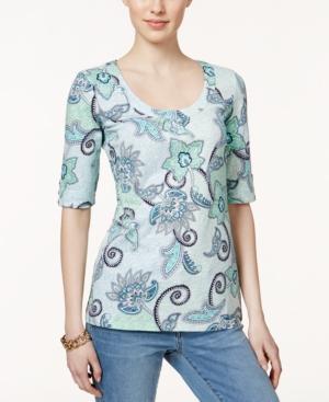 Charter Club Scoop-neck Paisley-print Top, Only At Macy's