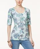 Charter Club Scoop-neck Paisley-print Top, Only At Macy's