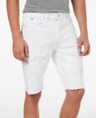 Guess Men's Slim-fit Raw-edge White Denim Shorts