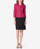 Tahari Asl Petite Herringbone Colorblocked Skirt Suit