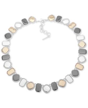 Nine West Tri-tone Pave Collar Necklace, 16 + 2 Extender