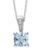 Effy Aquamarine (1-1/5 Ct. T.w.) & Diamond Accent 18 Pendant Necklace In 14k White Gold