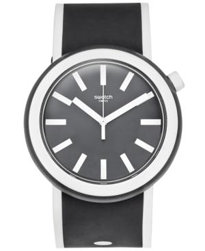 Swatch Unisex Swiss Pop Black And White Silicone Strap Watch 41mm Pnb100