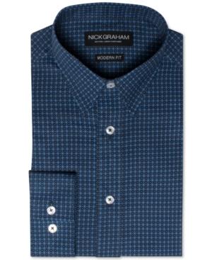 Nick Graham Men's Modern Fitted Flower Dot Dress Shirt