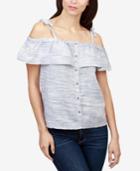 Lucky Brand Linen Cold-shoulder Flounce Top