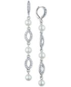 Givenchy Silver-tone Imitation Pearl And Pave Linear Drop Earrings