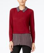 Ny Collection Striped Layered-look Top