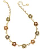 Charter Club Gold-tone Multi-stone Flower Necklace, 18 + 2 Extender, Created For Macy's