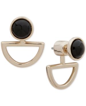 Dkny Gold-tone Black Stone Floater Earrings, Created For Macy's