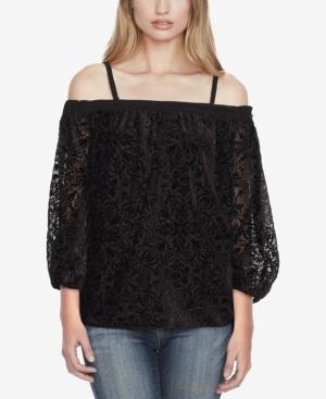 Jessica Simpson Juniors' Velvet Cold-shoulder Top