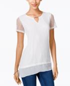 Jm Collection Petite Chiffon-trim Keyhole Top, Only At Macy's