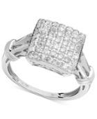 Diamond Ring, Sterling Silver Diamond Square (1/2 Ct. T.w.)