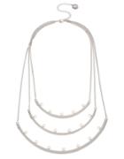 Bcbgeneration Pearl Silver Multi Row Curved Bar Frontal Necklace