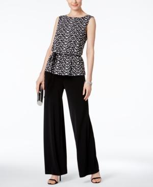 Jessica Howard Petite Printed Peplum Wide-leg Jumpsuit