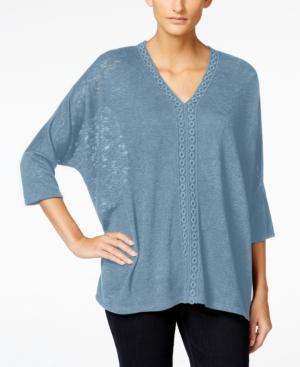 Style & Co. Crochet-trim Knit Top, Only At Macy's