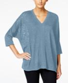 Style & Co. Crochet-trim Knit Top, Only At Macy's