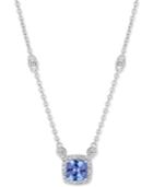 Emerald (1 Ct. T.w.) & White Sapphire (9/10 Ct. T.w.) 18 Pendant Necklace In Sterling Silver (also Available In Tanzanite)