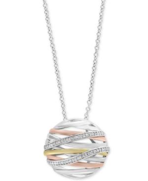 Balissima By Effy Diamond Openwork Orb 18 Pendant Necklace (1/6 Ct. T.w.) In Sterling Silver, 18k Gold & 18k Rose Gold