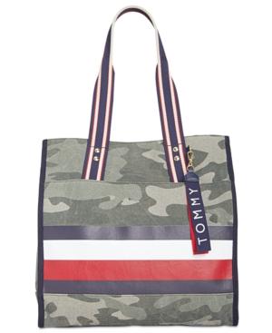 Tommy Hilfiger Carmel Camo Canvas North/south Large Tote
