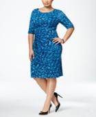 Connected Plus Size Printed Faux-wrap Dress