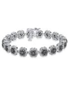 Diamond Floral Cluster Link Bracelet (5 Ct. T.w.) In Sterling Silver