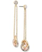 Kenneth Cole New York Tri-tone Crystal Triple-ring Linear Drop Earrings