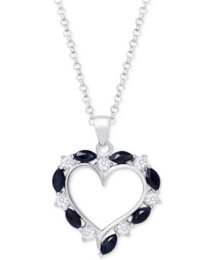 Ruby (2-1/10 Ct. T.w.) & White Topaz (3/4 Ct. T.w.) Heart 18 Pendant Necklace In Sterling Silver, (also In Sapphire)
