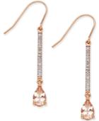 Morganite (1-2/5 Ct. T.w.) And Diamond (1/8 Ct. T.w.) Linear Drop Earrings In 14k Rose Gold