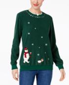 Alfred Dunner Embroidered Snowman Holiday Sweater