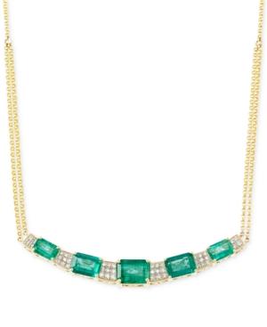 Rare Featuring Gemfields Certified Emerald (3-3/4 Ct. T.w.) And Diamond (3/10 Ct. T.w.) Necklace In 14k Gold