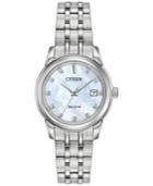 Citizen Women's Eco-drive Diamond Accent Stainless Steel Bracelet Watch 28mm Ew2390-50d