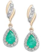 Emerald (3/4 Ct. T.w.) & Diamond (1/3 Ct. T.w.) Drop Earrings In 14k Gold