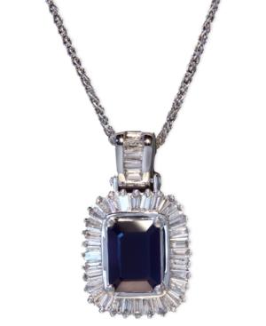 Gemma By Effy Sapphire (1-1/2 Ct. T.w.) And Diamond (1/2 Ct. T.w.) Emerald-cut Pendant In 14k White Gold