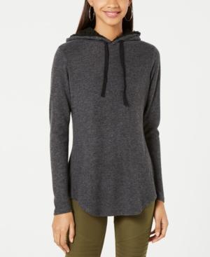 Ultra Flirt By Ikeddi Juniors' Marled Faux Sherpa-trimmed Hoodie