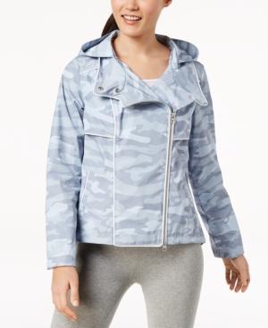 Calvin Klein Performance Spectator Printed Asymmetrical-zip Hooded Jacket