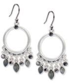 Lucky Brand Silver-tone Crystal & Stone Dangle Hoop Earrings
