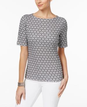 Charter Club Elbow-sleeve Iconic-print Top, Only At Macy's