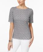 Charter Club Elbow-sleeve Iconic-print Top, Only At Macy's