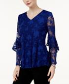 Alfani Burnout Ruffle-sleeve Top, Created For Macy's