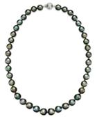 Pearl Necklace, 14k White Gold Round Tahitian Pearl Strand (9-11mm)