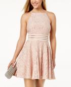 City Studios Juniors' Lace Illusion Fit & Flare Dress