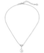 Majorica Sterling Silver Triangle Cubic Zirconia & Imitation Pearl Pendant Necklace, 15 + 2 Extender