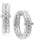 Balissima By Effy Diamond Accent Weave-style Hoop Earrings In Sterling Silver
