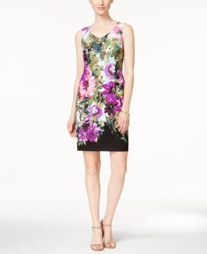 Connected Sleeveless Floral-print Sheath Dress