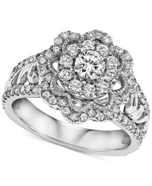 Diamond Floral Engagement Ring (1 Ct. T.w.) In 14k White Gold