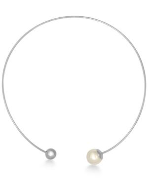 Majorica Titanium Imitation Pearl And Metallic Bead Choker Necklace